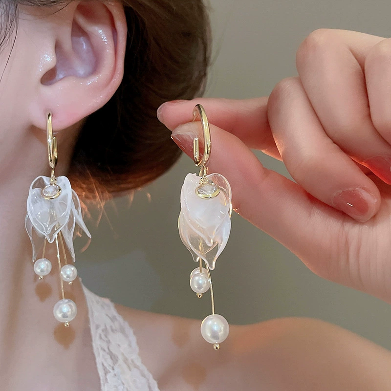 Серьги Baoyu bow & flower коллекция, французский лёгко-люкс стиль с жемчужной отделкой