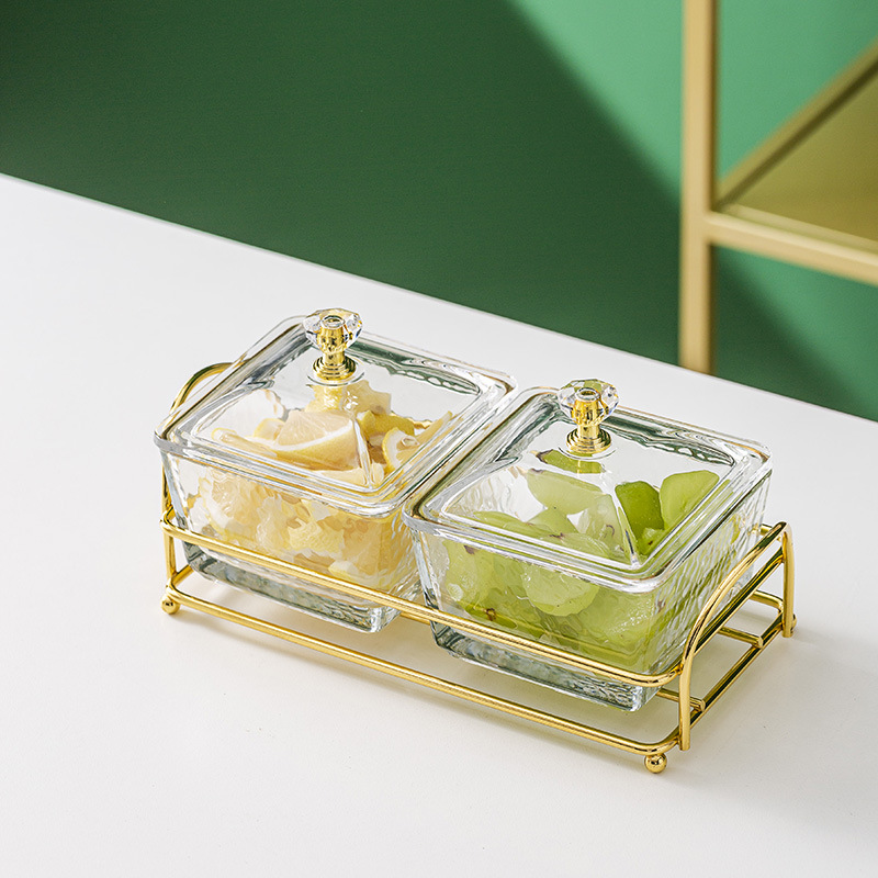 Vidrio separado fruta plato comercial merienda plato bar pie baño Club KTV rejilla plato con tapa