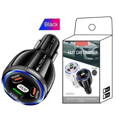 Mobil şarj cihazları 90W fast charge one - 359-1usb-2pd-black-small-white-box