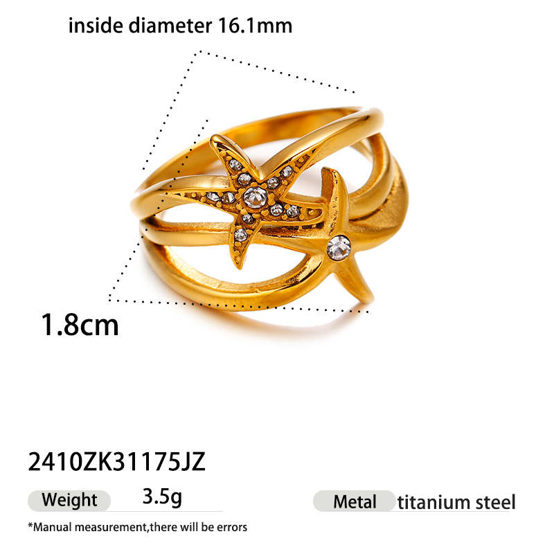 Anillo de acero inoxidable de Tayna Europa y América de lujo ligero nicho de moda personalidad anillo de incrustación de zircon blanco para mujeres no se desvanece