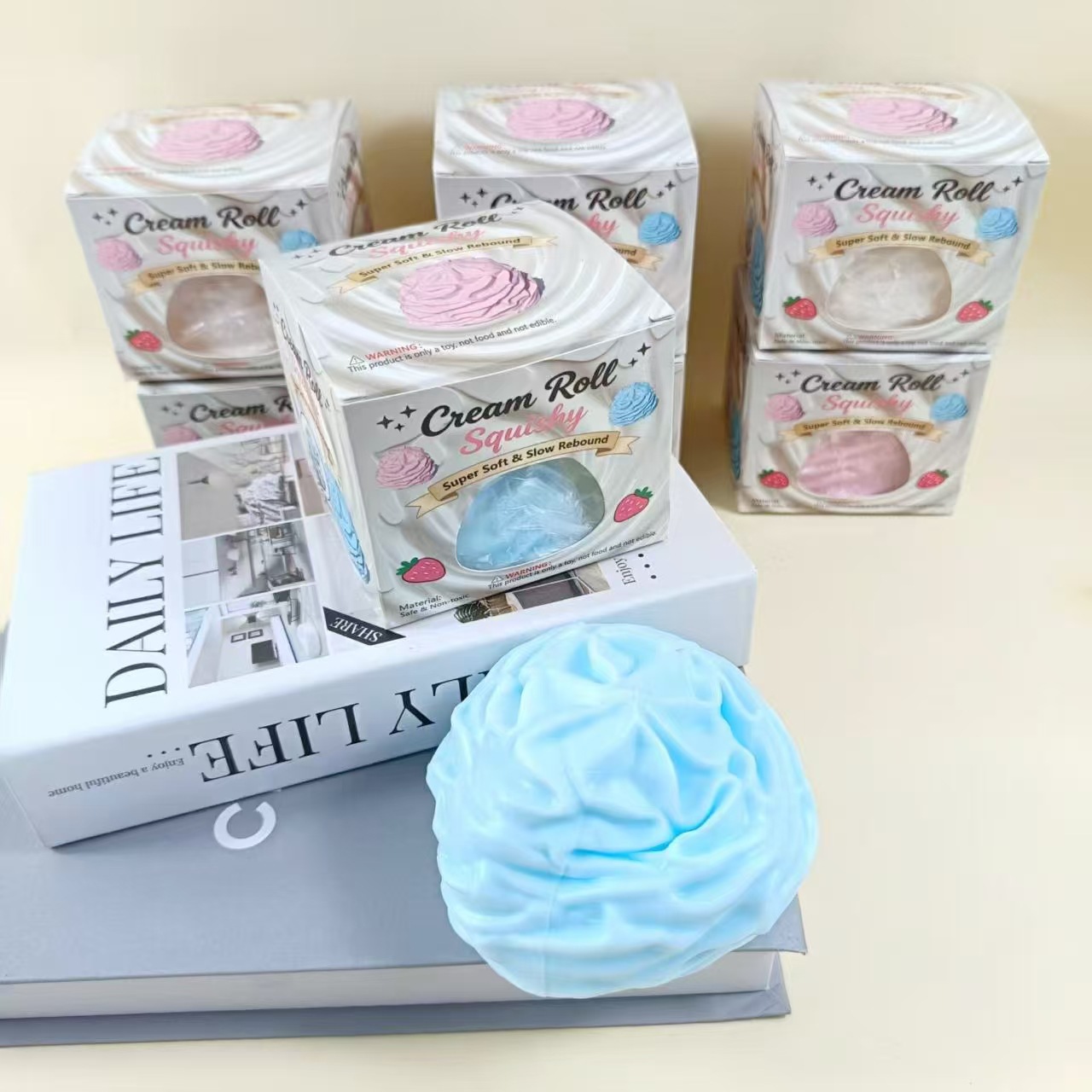 Creme Roll Squishy Toy transfronterizo Simulación de silicona suave Creme Roll Pickle Pickle Desprimir juguetes en stock