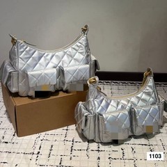 新款菱格绣线小香风包包女2025跨境大容量斜挎包链条单肩腋下包