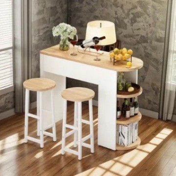 Wall-Mounted Bar Table, High-Legged Table, Simple Home Living Room, Balcony, Small Bar Table, Long Table, Milk Tea Shop Table and Chair Combination