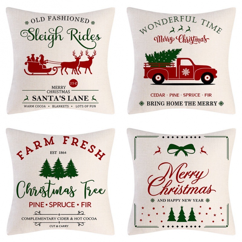 クリスマス枕カバー家の装飾枕 4 点セットリビングルームソファクッションカバー寝室の枕メーカー卸売|undefined