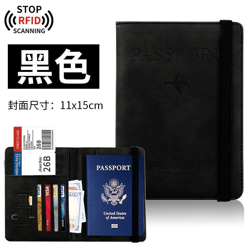 Bolsa de pasaporte de alto valor de cara cubierta de cuero PU simple moda dos en uno cepillo antirrobo de viaje pasaporte