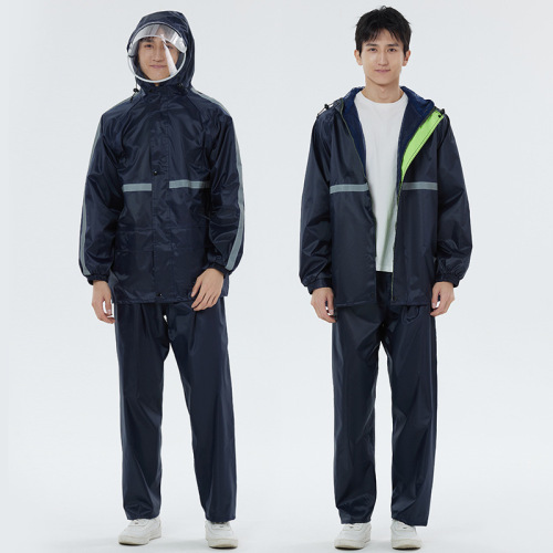 Raincoat and rain pants set for adults, electric motorcycle single-person unisex, thick waterproof mesh lining, large brim raincoat set