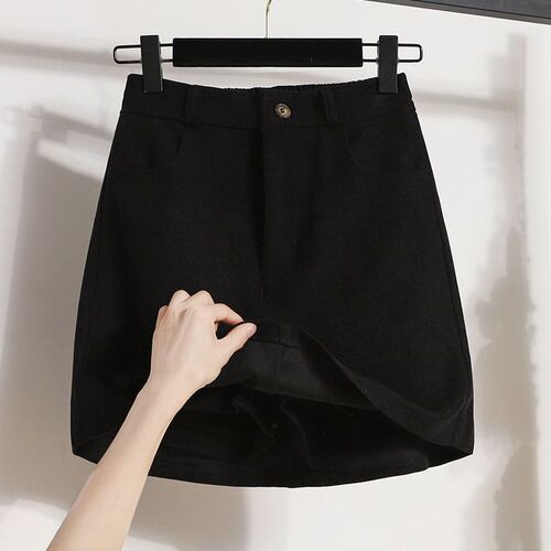 Large size fat elastic waist brushed elastic shorts skirt women's spring and autumn new design slimming skirt