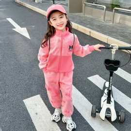 中大童女孩春秋季新款时髦休闲套装女童潮流卡通库洛米秋装两件套