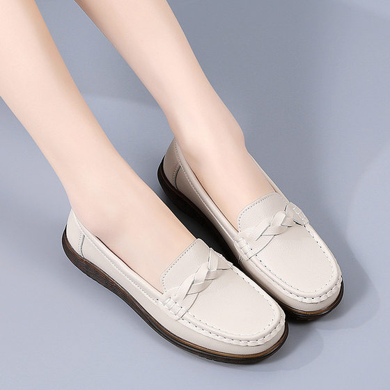 2024 Autumn Lightweight Non-slip Casual Women's Flat Shoes Soft Sole Soft Surface Mom Shoes Plaid Wear-resistant Beanie Shoes for Women