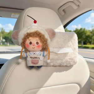 Curly hair, small freckles, car tissue box, 2026 new model, hanging tissue box for car rear headrest, stylish and elegant design for women