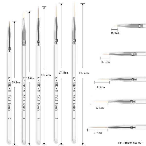 A·Her·N Nail Art Painting Pen Crystal Rod Line Drawing Pen Hook Line Brush Supplies Tool Strip Painting Bjd
