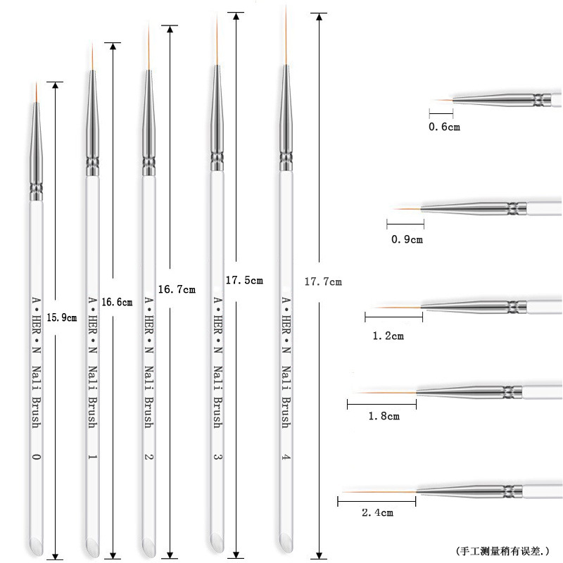 A·Her·N Nail Art Painting Pen Crystal Rod Line Drawing Pen Hook Line Brush Supplies Tool Strip Painting Bjd