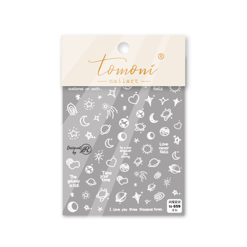 Qué es feliz planeta etiqueta engomada de uñas aviación astronauta Etiqueta de dibujos animados adhesivo satélite lindo patrón graffiti