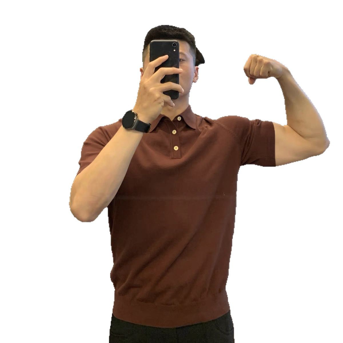 ¡Empuje! Edición de comercio exterior de alta calidad de punto con solapa de hombro, camisa retro polo, manga corta, Cityboy casual