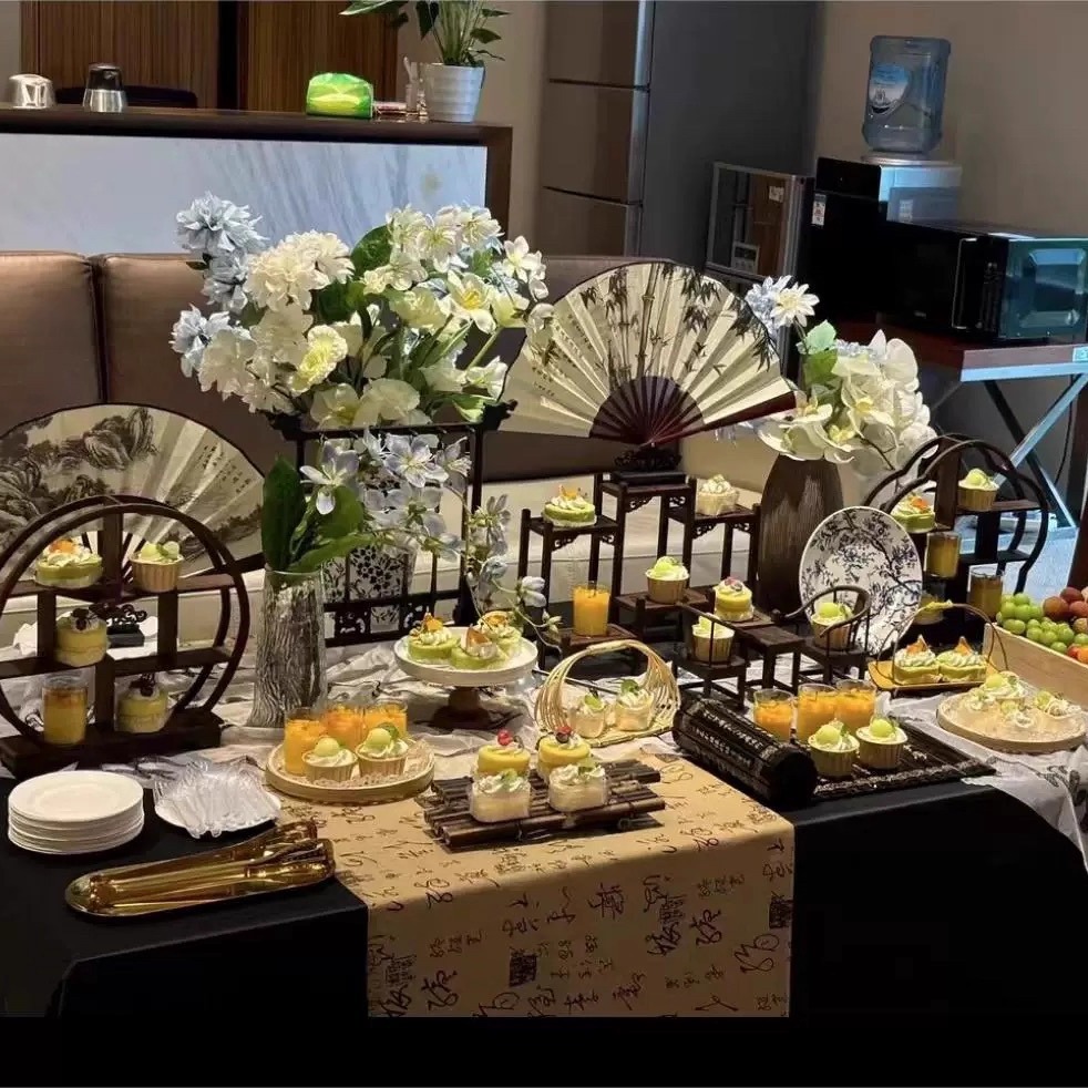 新中式甜品台展示架公司茶歇摆台寿宴宝宝宴婚礼开业古风展示架