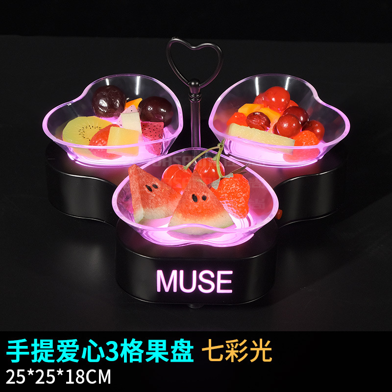 Zuochang nuevo bar luminoso snack placa KTV Mesa dedicada LED snack plato snack placa en forma de corazón plato de fruta estante