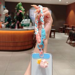 新品カラー携帯ストラップかわいい子豚ストラップ短いロープキーロープクリエイティブカラー編み携帯ストラップ
