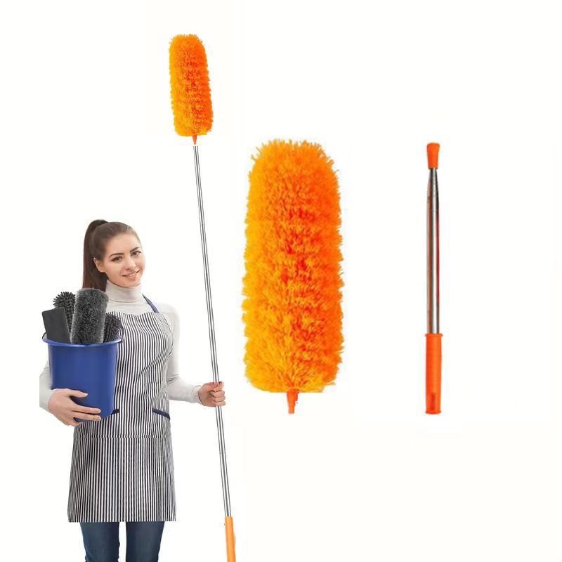Multifuncional polvo plumero pluma plumero retráctil mango largo cepillo de polvo hogar polvo estático plumero 280cm