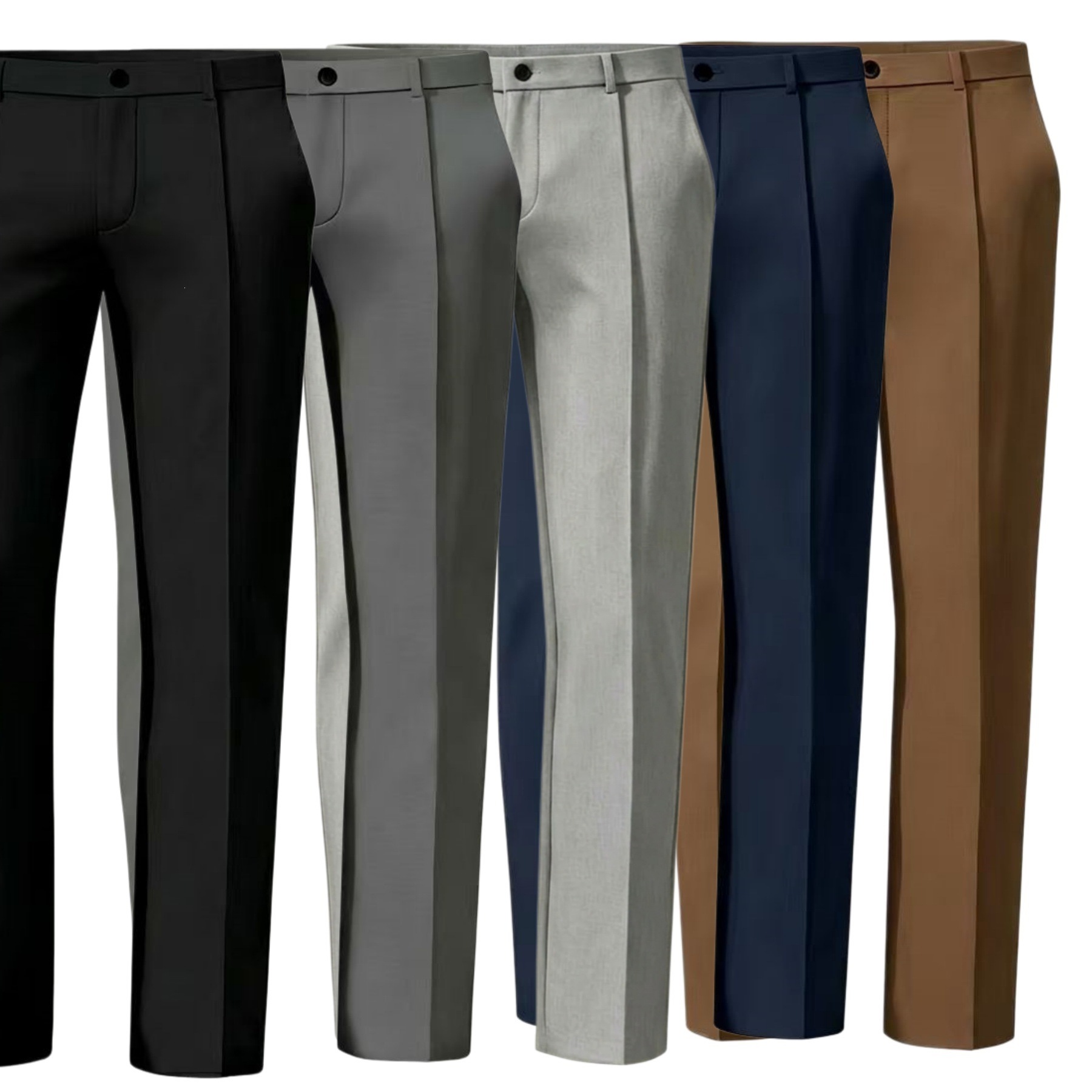 Men's Solid Colour Straight Leg Suit Pants For Business Casual_voghion.com