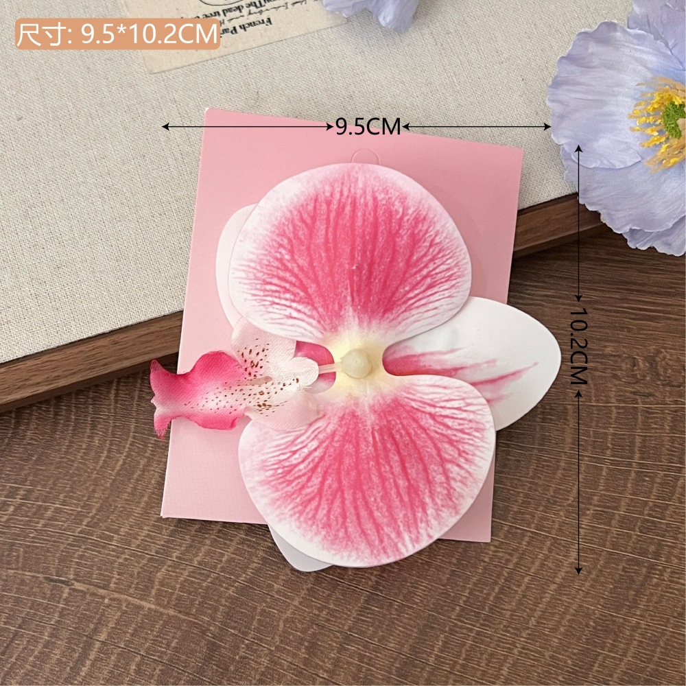 Nuevo estilo de atmósfera súper inmortal orquídea mariposa flores clips para el cabello de la niña Mori sistema lateral boca de pato clips para el cabello detrás de la cabeza