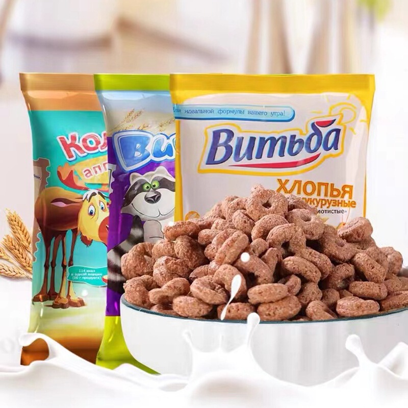 Chocolate Grain circle Belarus imported corn flakes cereal instant cereal Instant Nutrition breakfast instant diet