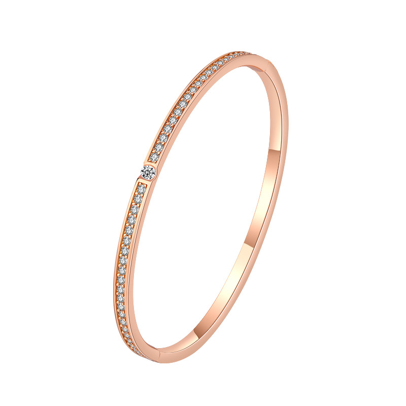 Zhuang Sheng joyería S925 todo el cuerpo plata estrellado blanco diamante Rosa pulsera de oro elegante luz pulsera de la joyería de lujo para las mujeres