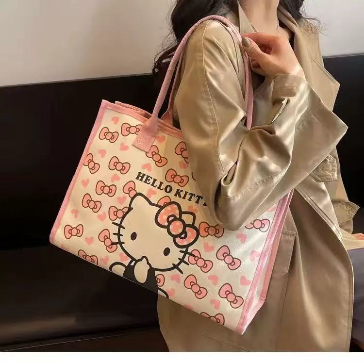 Cross-Border Sanrio Shoulder Bag Hello Kitty Women's Tote Bag Cute New Shoulder Large Capacity Commuter Handbag Cross-Border Sanrio Shoulder Bag Hello Kitty Women's Tote Bag Cute New Shoulder Large Capacity Commuter Handbag