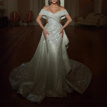 2025蓬蓬纱舞会晚礼服女闪光气质亮片连衣裙生日聚会大摆晚礼服