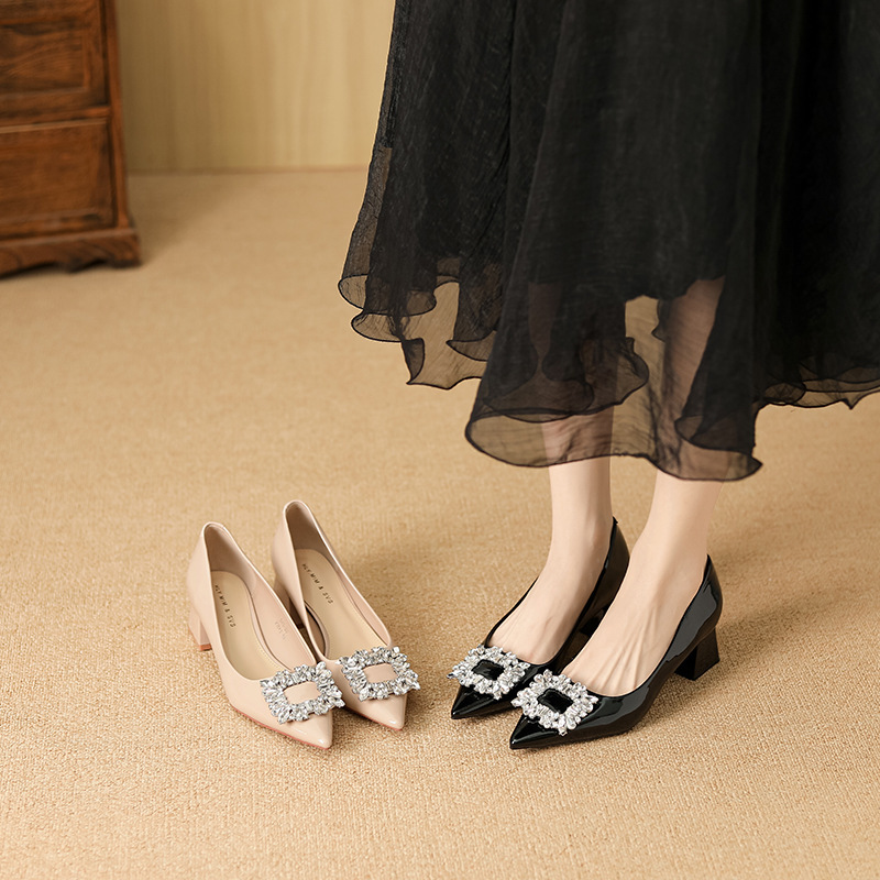 Hui Liya G45-60 Rhinestone Hidden Heel Chanel-Style Pointed-Toe Women's Slip-On Shoes 2026 Spring New Model Soft Sole