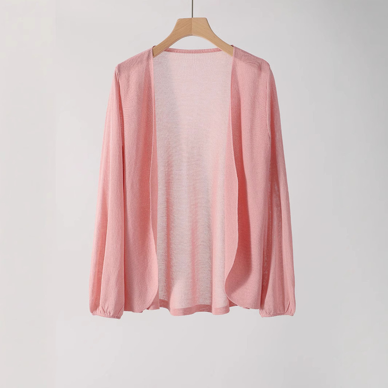 Factory Direct Supply Knitted Pink Cardigan New Long-Sleeved Top Breathable Casual Fashion Personality Versatile Ice Cream Color