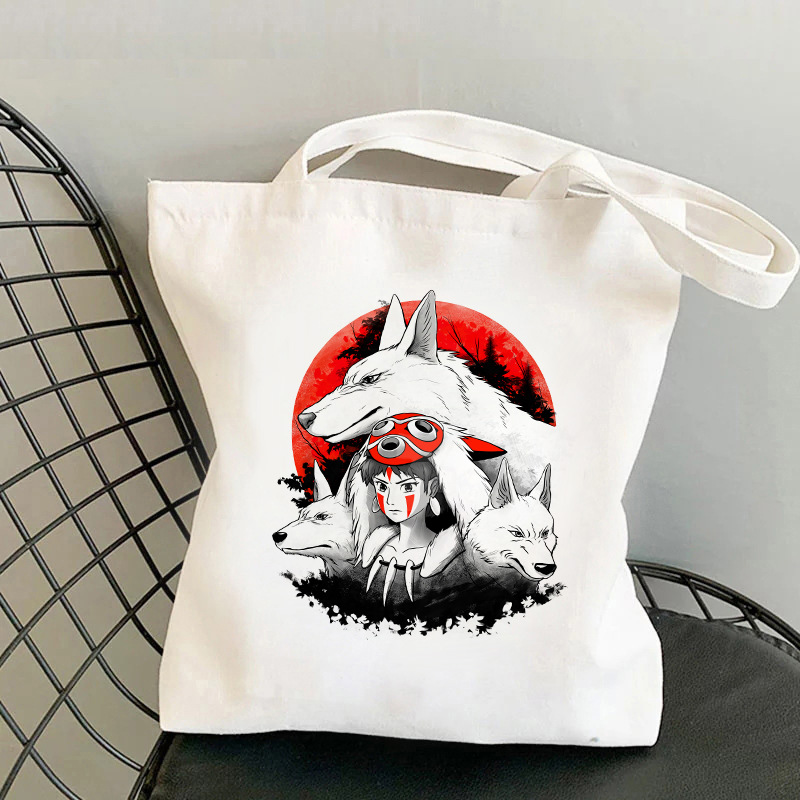 Totoro de dibujos animados impreso bolsa de lona bolso de hombro estudiante casual bolsa plegable bolsa de compras portátil Comercio exterior transfronterizo