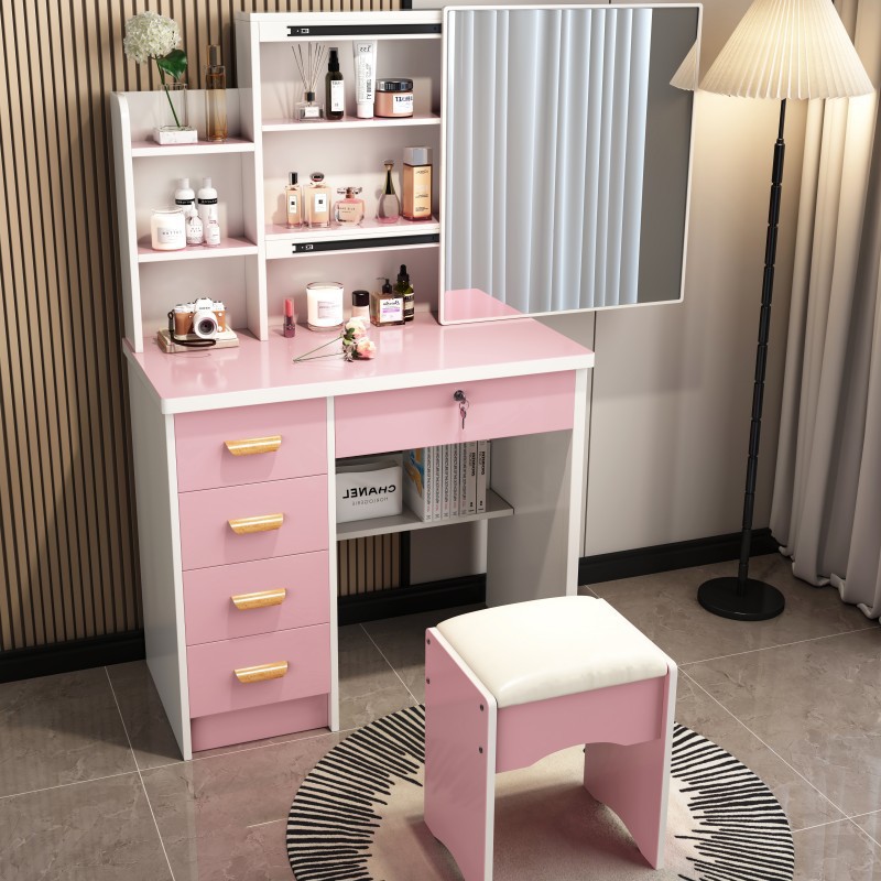 Mesa de maquillaje transfronteriza armario en un espejo push-pull venta caliente dormitorio simple moderno con armario de almacenamiento red comedor