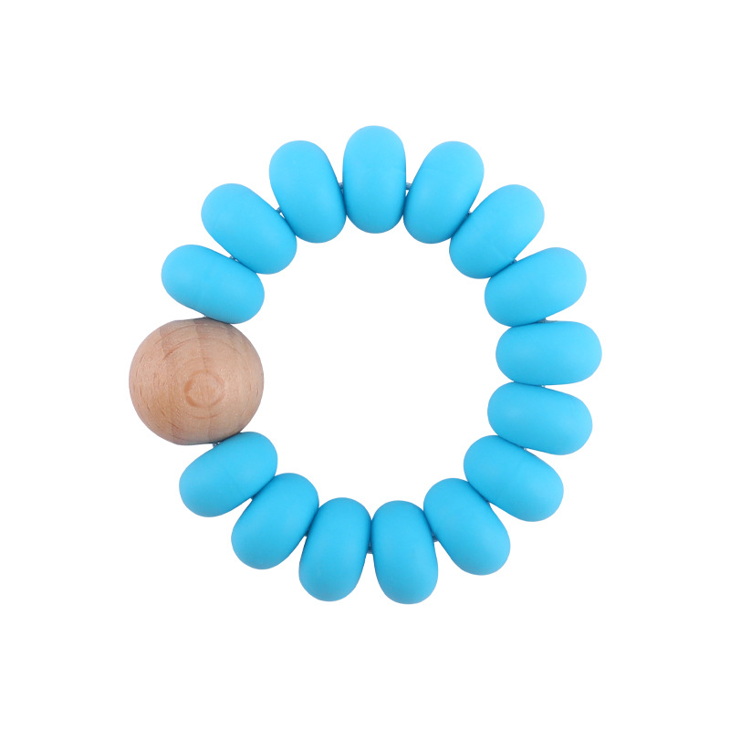 Nuevo bebé suministros granos planos espaciador creativo bebé silicona mordedura haya molar pulsera mordedor juguete