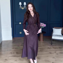 欧美跨境女装2025秋季新款气质翻领条纹开衫系带上衣高腰半裙套装