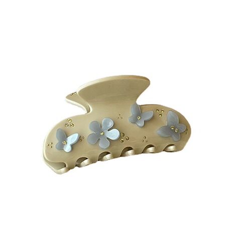 Korean blogger-style delicate, fresh, and three-dimensional hair clips: butterfly and flower designs with full rhinestone accents—perfect for the back of the head, featuring a sleek shark clip design.