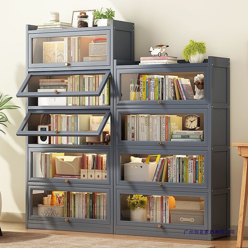 Dust-Proof Bookshelf Floor-Standing Home Living Room Imitation Glass Door Display Cabinet Storage Shelf Storage Cabinet Wall Bookcase