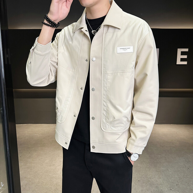 A generation of 2025 spring new jacket men's lapel spelling fashion youth coat handsome coat tide 509