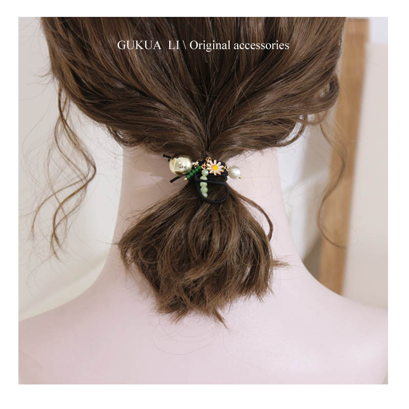 GUKUALI Blossom Season Handmade Drop Oil Daisy Flower Hair Rope Hair Rope Inspired Mori Summer Bracelet