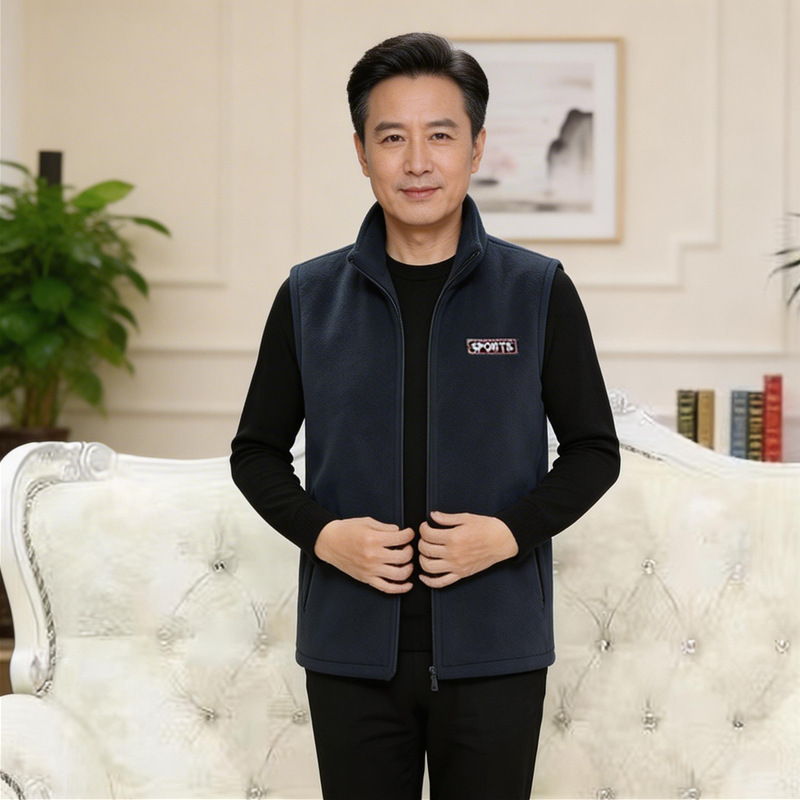 Men's Vest for Spring and Autumn, Fleece Sleeveless Vest, Outdoor Sports Fleece Jacket, Gilet, Sleeveless Coat for Men