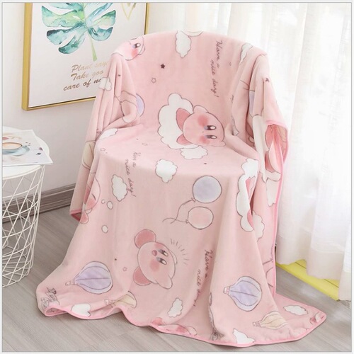 Cute Star Kirby Plush Cartoon Single Pillowcase Fleece Blanket Bed Sofa Nap Knee Blanket