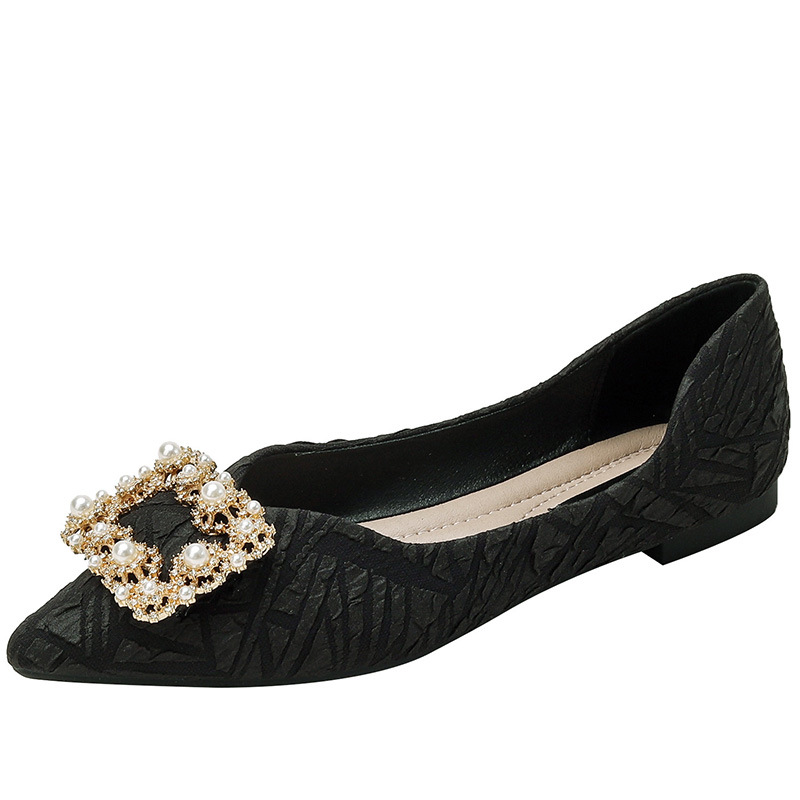 Zapatos de una sola capa para las mujeres 2023 nueva primavera y otoño tods de corte bajo todo el Partido rhinestone estilo de hadas de fondo suave señaló bombas planas