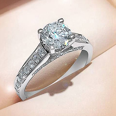 曹適跨鏡經典四爪戒指 鍍白金鋯石女戒 閃鑽指環歐美豪華外貿飾品