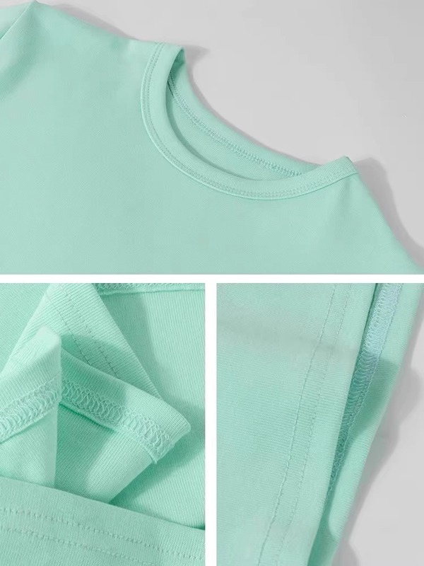 ミントグリーンショルダー半袖Tシャツ女性用2025新しいラウンドネックスリム夏ドーパミン着用ホットガールBMトップ|undefined