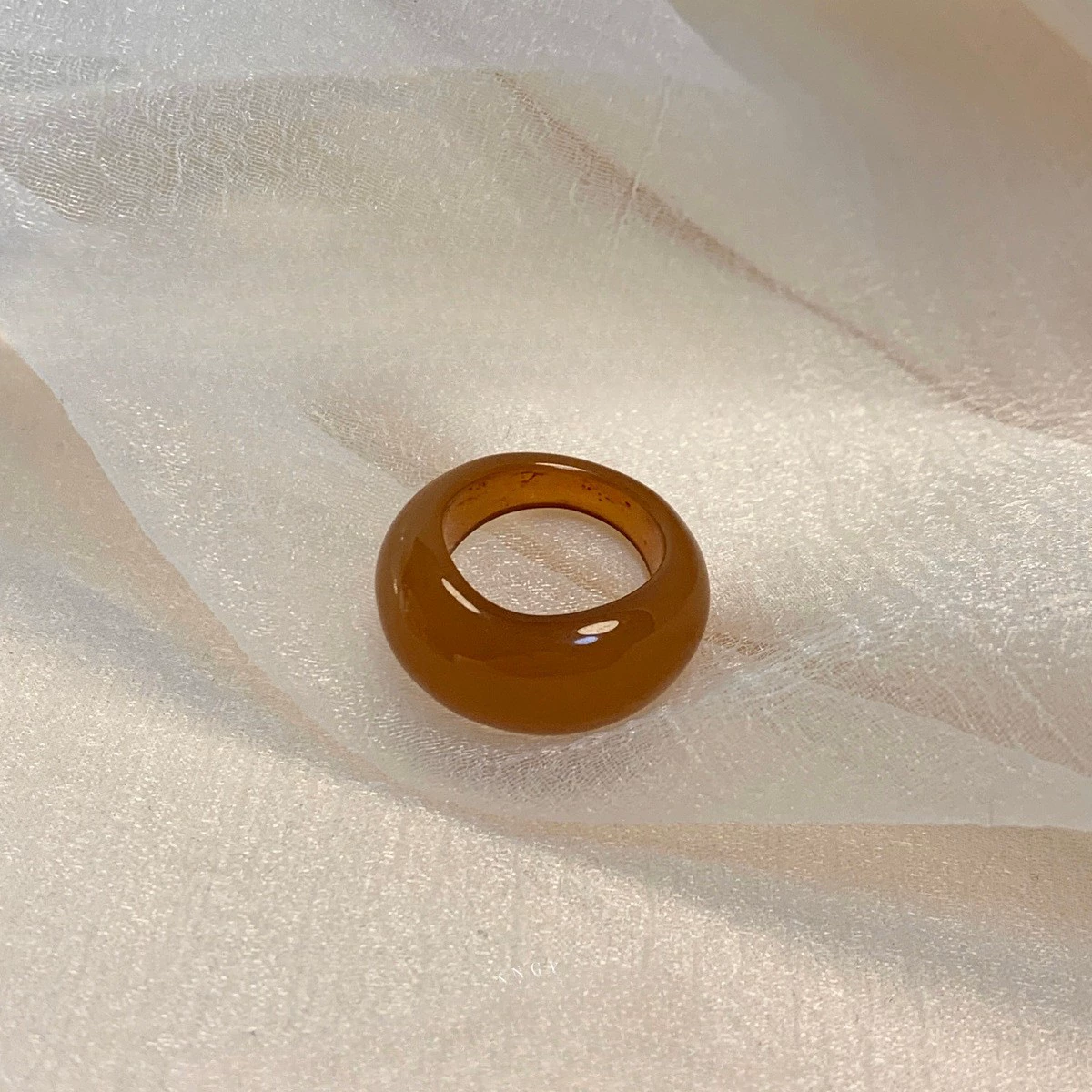 Кольцо (Korea ACC) Acrylic One-Size Chunky Ring для указательного пальца, цветной мраморный узор