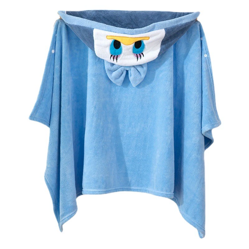 Оптовая продажа коралловый бархатное банное полотенце мультфильм милый утолщение мягкий теплый домашний детский халат с капюшоном налет для поглощения воды