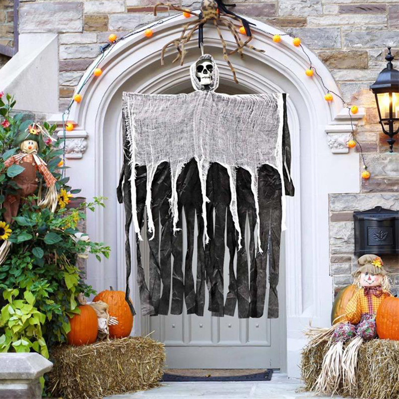 Decoración de Halloween props calavera gaza colgar bar fantasma puerta de la casa embrujada calavera colgar colgante