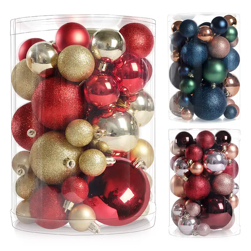 跨境圣诞新款电镀塑料球3cm圣诞球4cm 8cm挂件48圣诞树装饰品