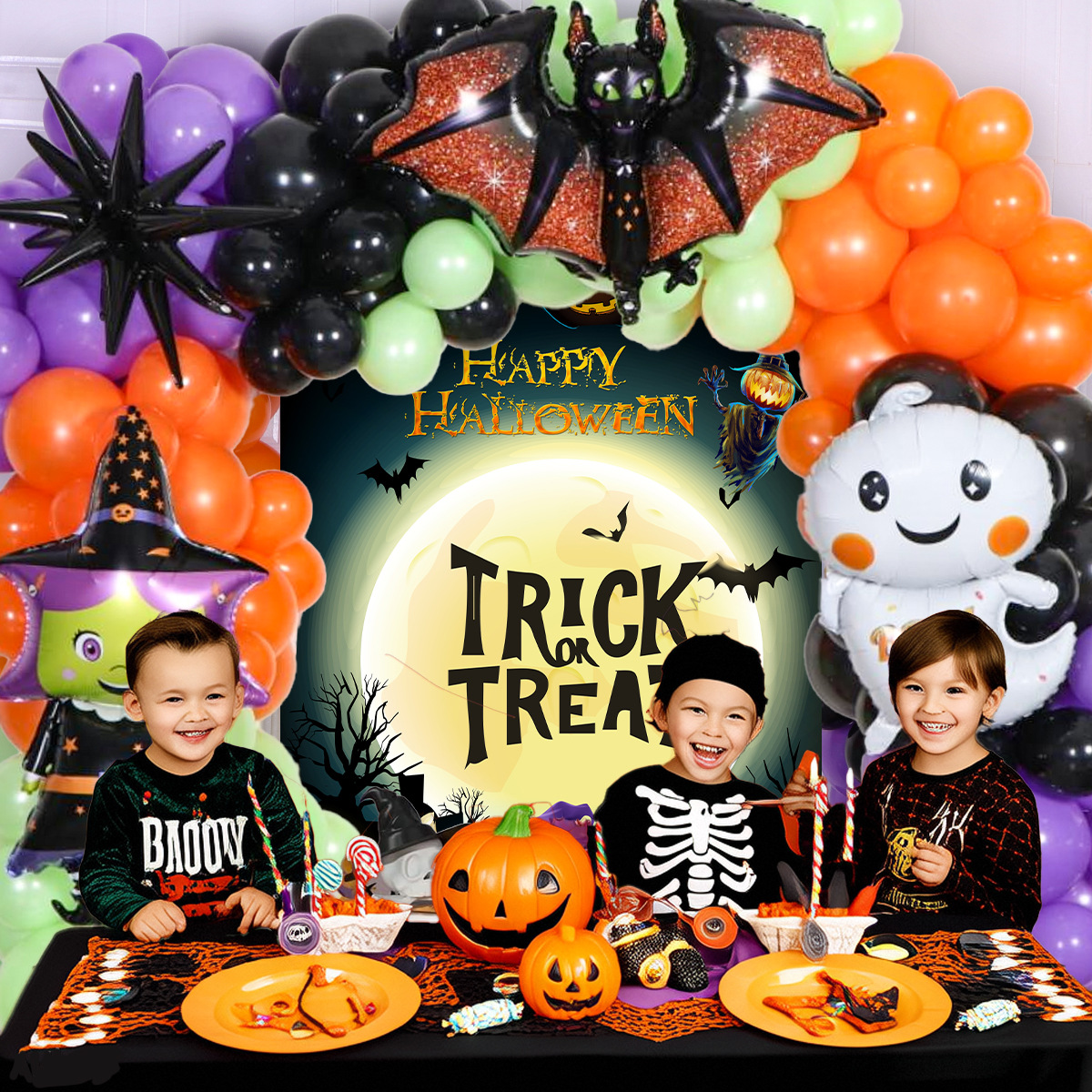 Halloween ghost festival mall ktv decoration layout pumpkin bat…