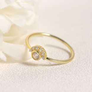 Small Fresh Series Fashion Work Clothing Cultivated Diamond Ring Women's 9K10K14K18K Color Gold Artificial Diamond Ring Wedding Ring