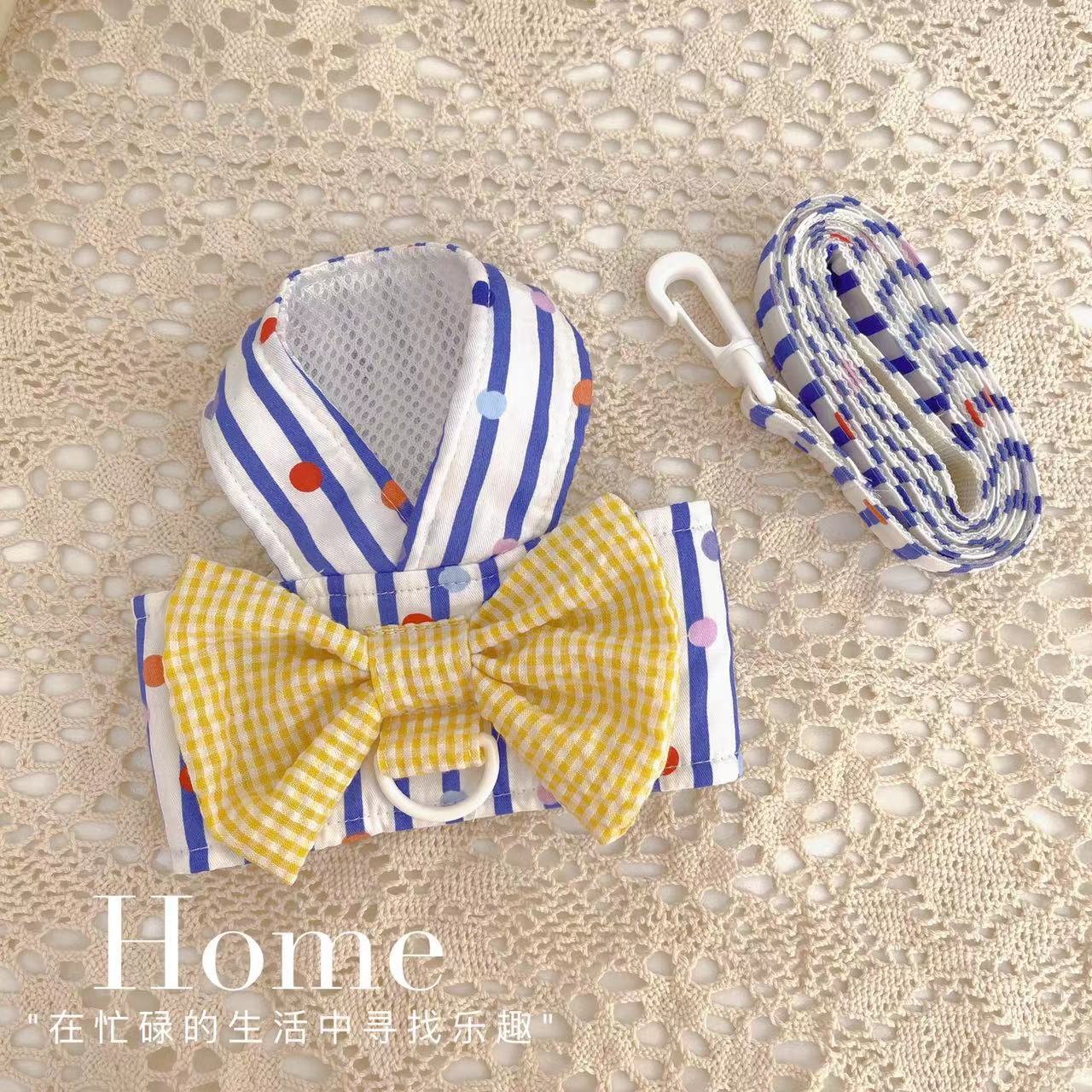 Pet clothes Japanese and Korean spring and summer half-length chest and back traction clothing Teddy Bichon small and medium-sized dogs outdoor vest-style dog leash